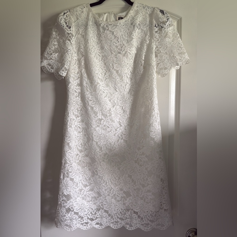 NWT Anne Klein White Floral Lace Midi Dress